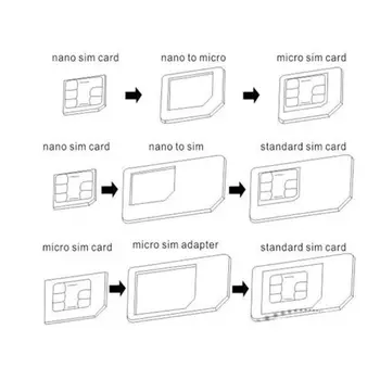 1 Rinkinys 4 in 1 Konvertuoti Nano SIM Kortelę į Micro Standarto Adapteris, Skirtas 
