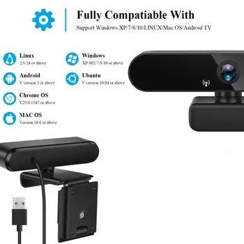 1080P Full HD Kamera, Mini Kompiuteris, Fotoaparatas, USB Kištukas Su Mic Pasukti PC Kameros Live Transliacijos Kamera Vaizdo skambučiams