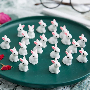 10VNT Mielas Mini Dervos Zuikiai Duomenys 3D Little White Rabbit Ornamentas 
