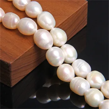 11-12mm Ovalo formos Natūralių Perlų Klasės Gėlavandenių Perlų Karoliukais Baltas Lašas Prarasti Perlų Karoliukus, Už Karoliai, Papuošalai Priėmimo 