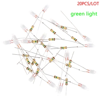 20Pcs Žalia Indikatoriaus lemputė Neoninė Šviesa Pasirašyti F4 Neonlight Su Rezistorius 4*10mm išlydžio Lempos Priedai