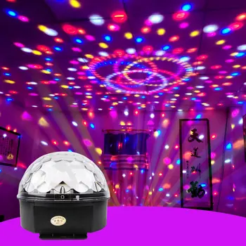 9Colour led disco ball, DMX, kristalų magija kamuolys, scenos apšvietimo efektus, dj šalis, garso kontroliuojamos žibintai su nuotolinio valdymo