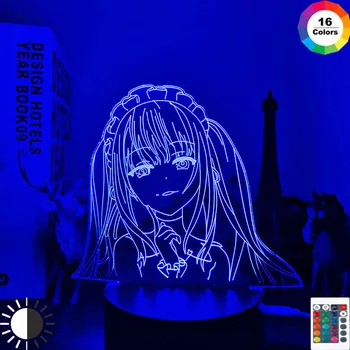Anime 3d Lempos Data Gyventi Kurumi Tokisaki LED Nakties Šviesa už Kambario Dekoro naktinė lempa Gimtadienio Dovana Manga Data Gyventi Neoninės Šviesos