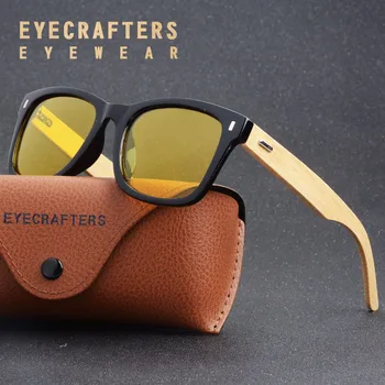 Eyecrafters 2020 Retro Bambuko Medienos Akiniai nuo saulės, Poliarizuoti Vyrai Moterys Prekės Dizaineris Naktinio Matymo Anti-glare Vairavimo Akiniai