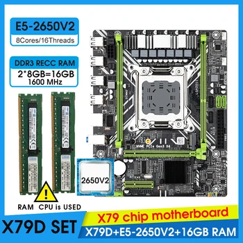JINGSHA X79 motininė Plokštė Rinkinys su Xeon E5-2650 V2 CPU LGA2011 combo 2*8GB = 16GB 1 600mhz Atmintis DDR3 RAM KIT