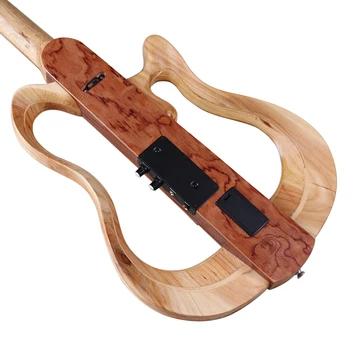 Kairėje 39 colių tyla akustinė gitara visiškai Kanados klevo medienos įstaiga iš vienos pusės gali sulankstomas 6 styginių, liaudies silent gitara