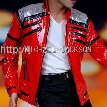 KARŠTO Punk Raudonas Užtrauktukas Michael Jackson MJ Mušti Jį Atsitiktinis individualų užsakymą Amerikos Mados Stiliaus Striukė Outwear Imitacija