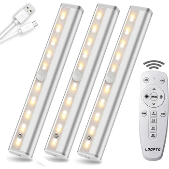 LED Spinta Žibintai su Nuotolinio Valdymo 20 LED USB Įkraunama Pagal Kabineto Žibintai Belaidžio Klijuoti Visur Liesti Naktį Šviesos