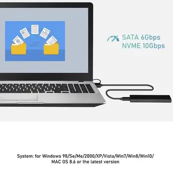 M. 2 NVME Talpyklos USB C SSD Atveju SATA NGFF SSD Atveju Dual Protokolas B /B+M/M Klavišą Standžiojo Disko korpusas Su CC Kabelis