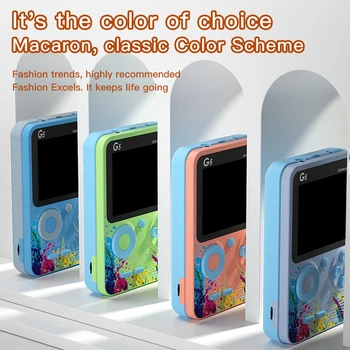 Macaron stilių, gražus mini nešiojamos žaidimų konsolės G5 retro vaizdo žaidimų 3 colių ekranas 500 nemokamai žaidimai parama TV Out vaikų dovanų