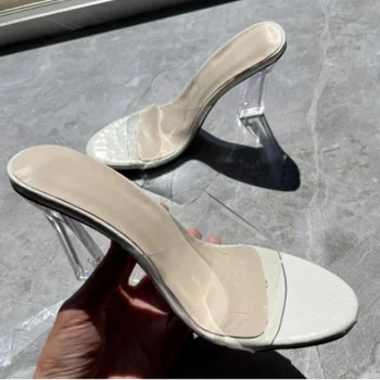 Moterų Sandalai Vasarą Atviras Konservatyvusis Aukšti Kulniukai Skaidrus Šlepetės Šalies Batų Nuolaida Siurbliai Zapatos Mujer
