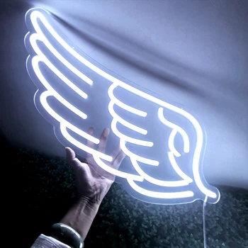 PASAULYJE-DECO Angelas Sparnų Led Neonas Pasirašyti 56x35cm Šviesos Mergina Miegamasis Salonas Baras Parduotuvėje Kūrybos Fonas Apdailos(22x14in)