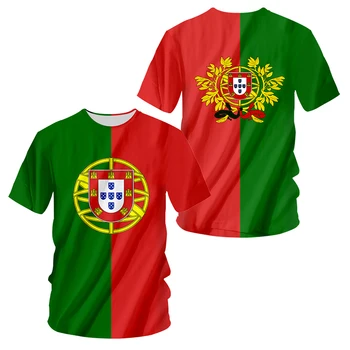 Portugalija Marškinėliai vyriški 3D Spausdinimo Vėliavos Streetwear Harajuku Hip-hop trumpomis Rankovėmis Jersey Futbolo Marškinėliai Dropshipping Portugalija