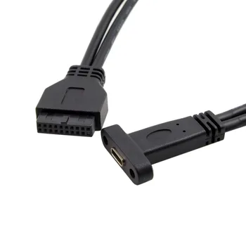 Single Port USB 3.1 C Tipo USB-C moterį, USB 3.0 Plokštė 19Pin Antraštė Kabelis 40cm