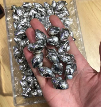 Unikalios Formos Natūralių Gėlavandenių Perlų, Sidabro Spalvos Per Skylę Prarasti Karoliukų, skirta 